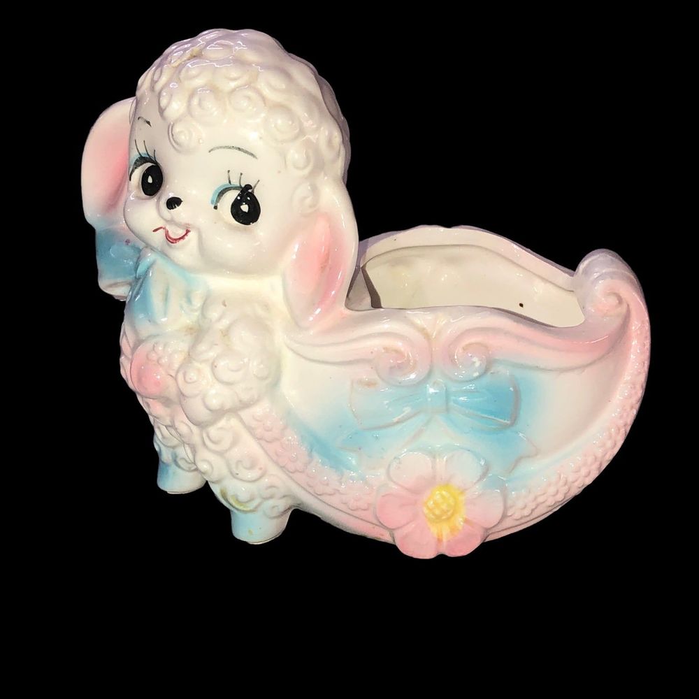 Vintage Sweet Faced Lamb Planter by Ardco; Baby Room Decor; Collectible Planter